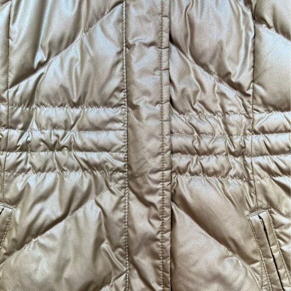 Talbots Womens Puffer Coat Jacket Petite Gold Quilted Full Zip Cozy Winter - Picture 6 of 15